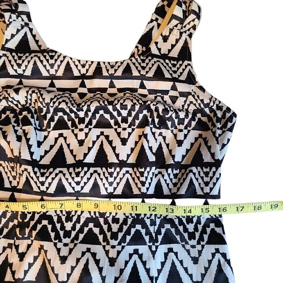 Jade Melody Tam Ikat Sheath Dress Medium Black & White Double Strap Lined Shift - Picture 8 of 12